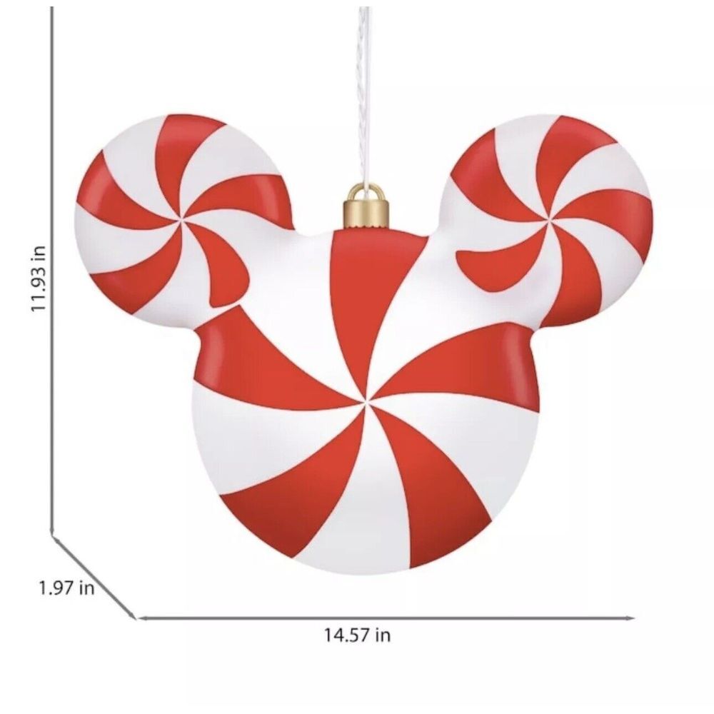 DISNEY 15" Hanging Mickey Mouse Peppermint LED Light LARGE ORNAMENT (5967766) - Picture 3 of 8